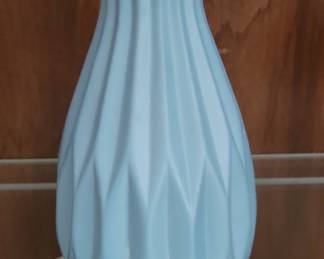 Pale Blue Fluted Ceramic Vase
