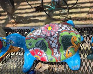 Hand-Painted Talavera Ceramic Turtle Figurine