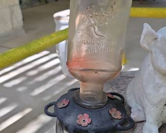 CB & Son's "Hummingbird Elixir" Glass Feeder with Red Glass