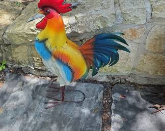 Large Metal Rooster Garden Sculpture - "Alpine Corporation JUM290"