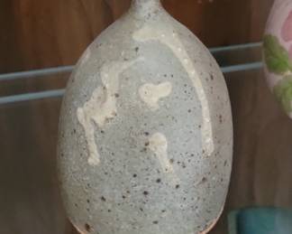 Speckled Ash Glaze Stoneware Sake Bottle (Tokkuri)