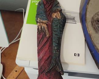 Hand-Carved Wooden Figurine of a Bearded Man (Santos Figure)