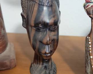 African Carved Ebony Wood Bust