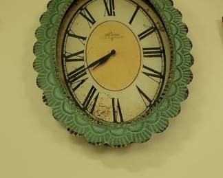 Distressed Teal Scalloped Wall Clock