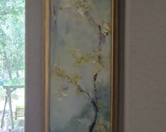 Silvia Vassileva "Almond Branch I on Light Blue" Framed Print