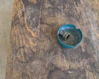 Weathered Wooden Side Table with Ashtray