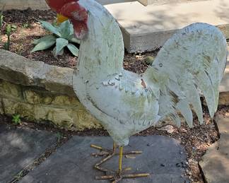 Large Metal Rooster Garden Sculpture