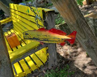 Vintage Metal Fish Garden Ornament - Folk Art Style