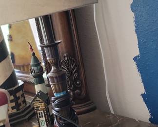 Vintage Brass Table Lamp with Lighthouse Motif