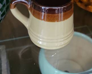 Vintage 3-Tone Brown Stoneware Mug