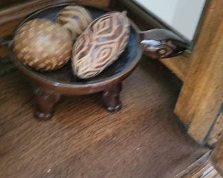 Ceramic Turtle Trinket Dish with Decorative Orbs