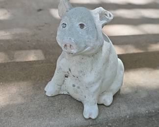 Vintage Concrete Pig Planter Statue