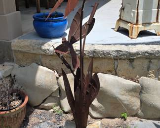 Waterlily and Dragonfly metal statue