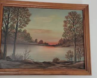Landscape Painting with Sunset and Trees