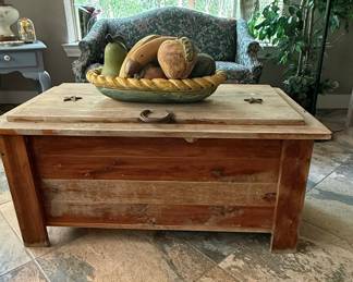 Rustic Wooden Storage Chest Coffee Table