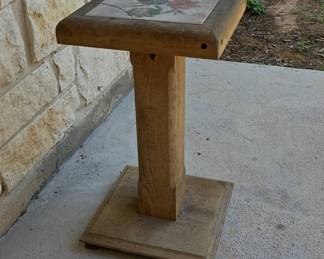 Vintage Tiled Pedestal Side Table