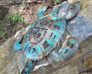 Metal Turtle Garden Sculpture