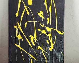 Jackson Pollock Style Yellow Drip Painting