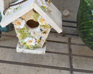 Decorative Ceramic Birdhouse with Floral and Bee Embellishments - Kirklands Home