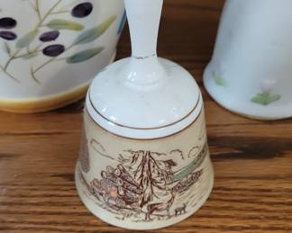 Vintage Ceramic Bell with Logging Scene and Deer