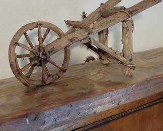 Primitive Wooden Wheelbarrow Decor