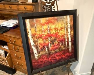 Trademark Fine Art "Indian Summer" Autumn Birch Forest Landscape Painting