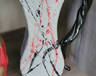 Modern Ceramic Pitcher with Abstract Splatter Design