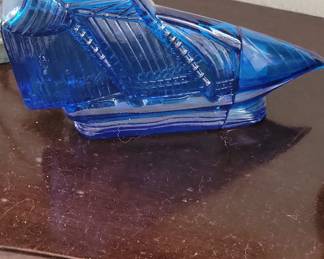 Blue Glass "American Schooner" Decanter by Avon
