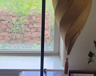 Twisted Wood Table Lamp with Tassel