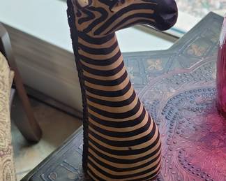 Hand Carved Wooden Zebra Bust