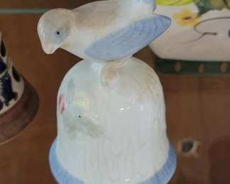 Vintage Ceramic Blue Bird Bell