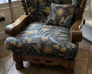 Vintage Wingback Armchair with William Morris Style Floral Upholstery