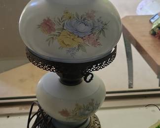 Vintage Gone With The Wind Style Floral Hurricane Lamp