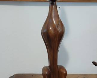 Mid-Century Modern Carved Wooden Siamese Cat Figurine