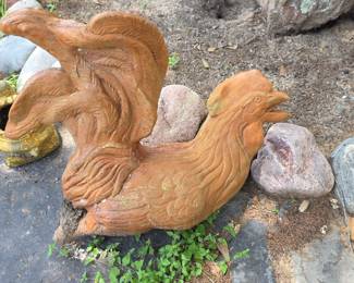 Terracotta Rooster Garden Statue (Missing Legs)
