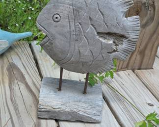 Hand-Carved Wooden Fish Sculpture