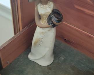 Vintage Woman with Hat and Basket Figurine