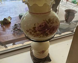Gone With The Wind Style Hand-Painted Floral Hurricane Lamp