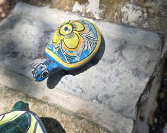 Hand-Painted Tonala Style Ceramic Turtle Figurine