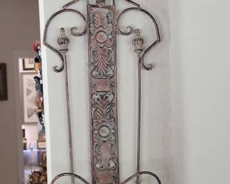 Wrought Iron Wall Decor Panel with Floral Motif