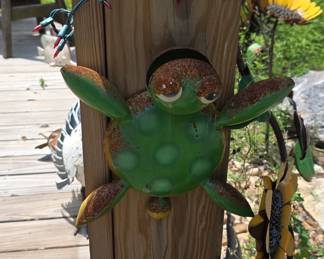 Green Polka Dot Metal Turtle Garden Decor