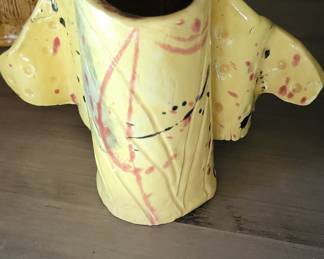 Mid-Century Modern Ceramic Vase with Abstract Splatter Glaze