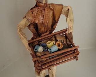 Vintage Mexican Folk Art Paper Mache Peddler Figure