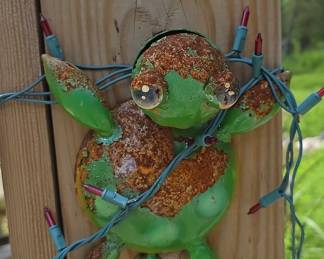 Rusted Metal Turtle Garden Decor with Lights