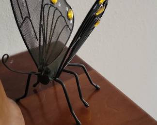 Black Mesh Butterfly with Yellow Gem Accents