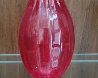 Cranberry Swirl Glass Vase