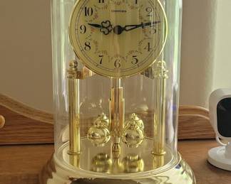 Vintage German Anniversary Clock with Glass Dome