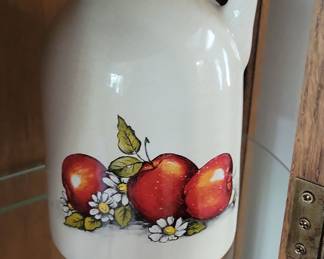Harris Potteries Ceramic Jug with Apple and Daisy Decoration