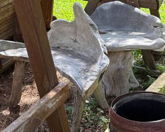 Rustic Live Edge Teak Root Stool / Side Table