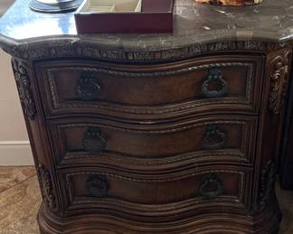 French Provincial Style Nightstand with Marble Top